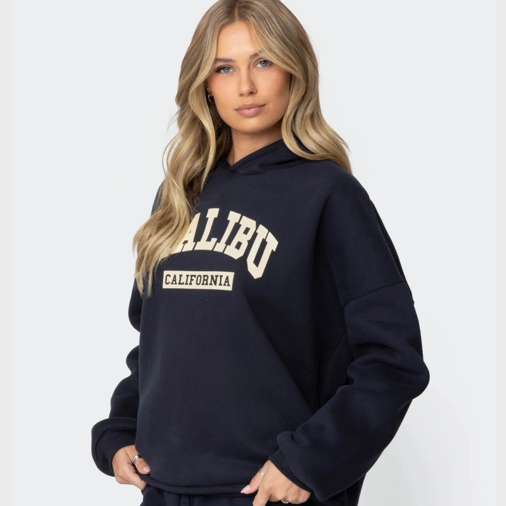 EDIKTED Navy Malibu California Hoodie